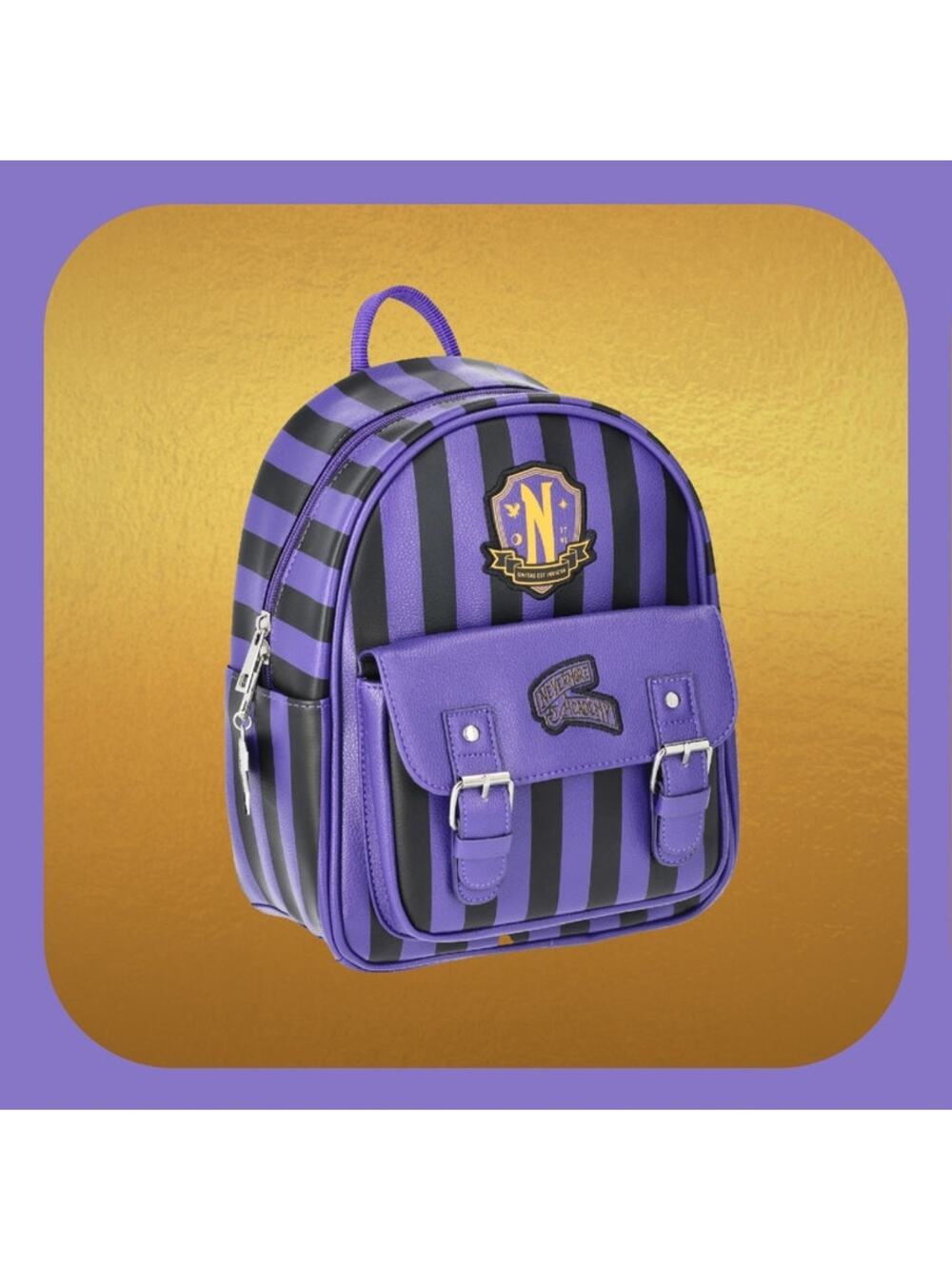 Nevermore Academy Wednesday Addams Women's Purple & Black Striped Mini Backpack